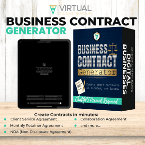 Business Contract Generator by Virtual Tasks Group. Create smart contracts in minutes using ChatGPT. Includes templates for Client Service Agreement, NDA, Retainer, Collaboration & more. Ideal for digital entrepreneurs and service providers.
