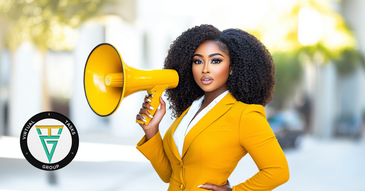 Entrepreneur holding a yellow megaphone, representing the question why are you still invisible and the gap between having a plan and being seen, highlighting the need for intentional visibility systems that amplify strategy and make businesses visible.